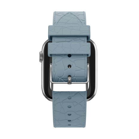 Bandz Bandz Apple Watch siliconen band met lederpatroon (grijsblauw)