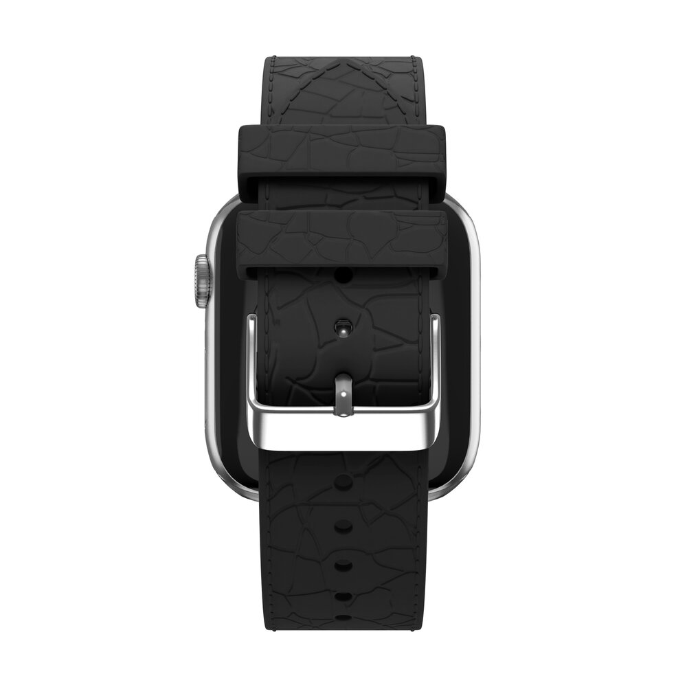 Bandz Bandz Apple Watch siliconen band met lederpatroon (zwart)