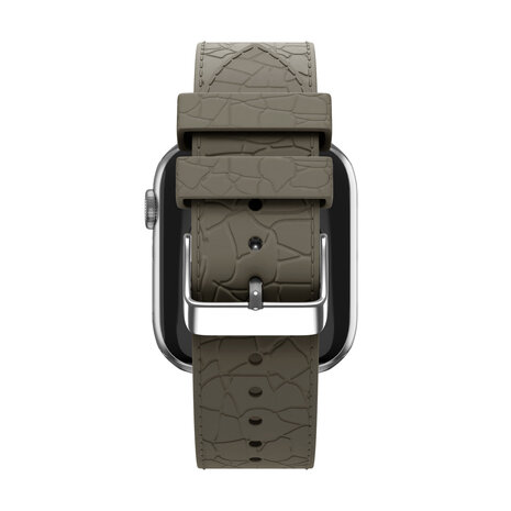 Bandz Bandz Apple Watch siliconen band met lederpatroon (bruin)
