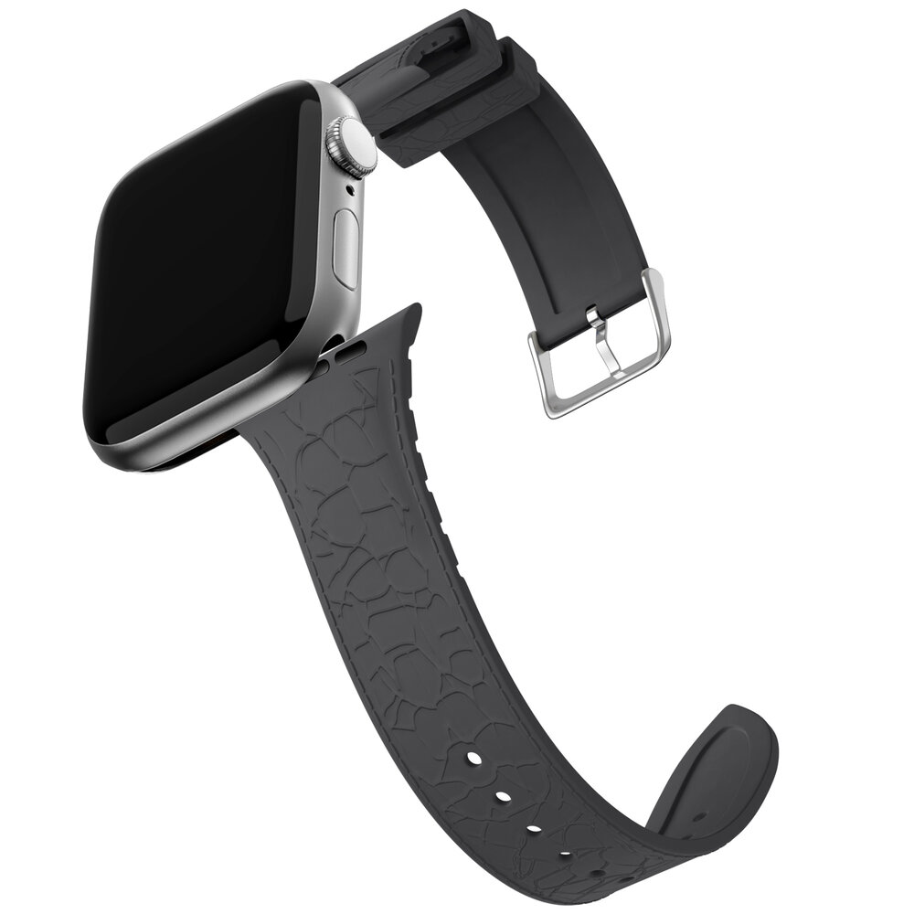 Bandz Bandz Apple Watch siliconen band met lederpatroon (donkergrijs)