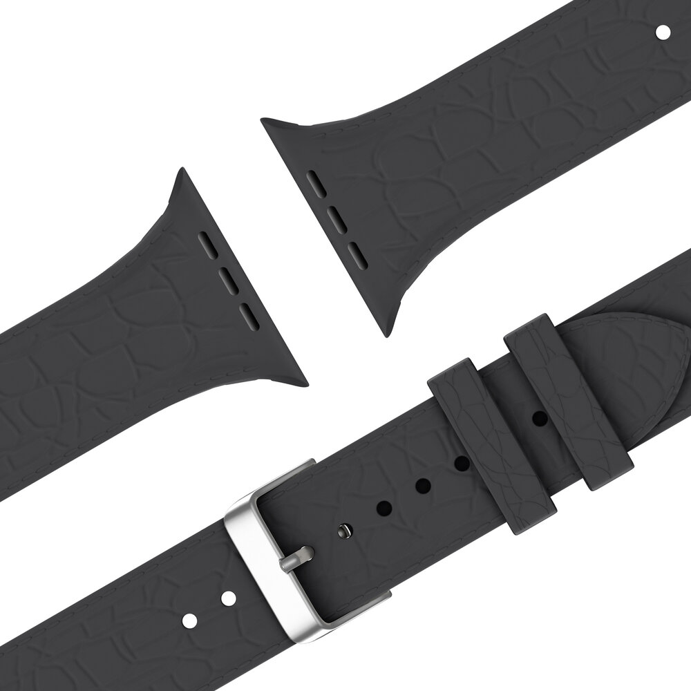 Bandz Bandz Apple Watch siliconen band met lederpatroon (donkergrijs)