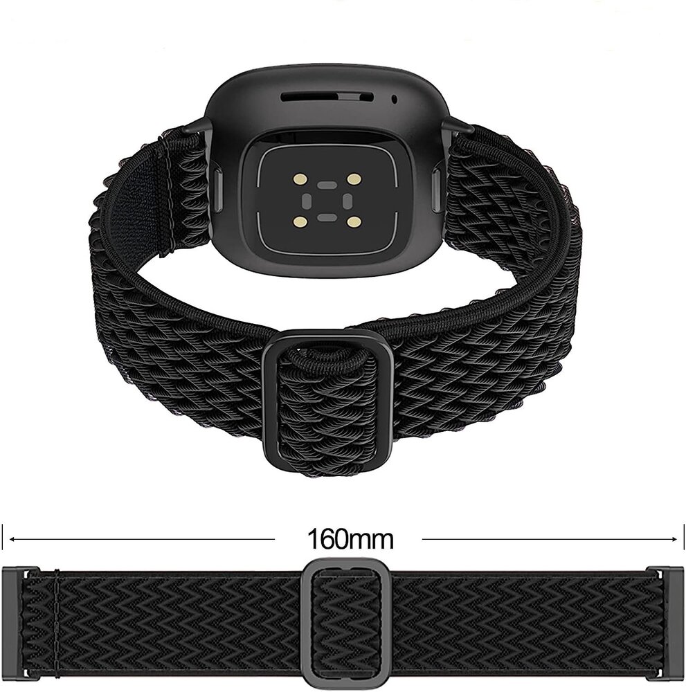Strap-it® Strap-it Fitbit Sense geweven bandje (zwart)