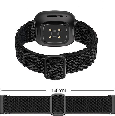 Strap-it® Strap-it Fitbit Sense geweven bandje (zwart)
