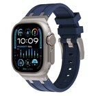 Strap-it® Strap-it Apple Watch luxe liquid silicone band (blauw met titanium)