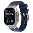Apple Watch luxe liquid silicone band (blauw met titanium)