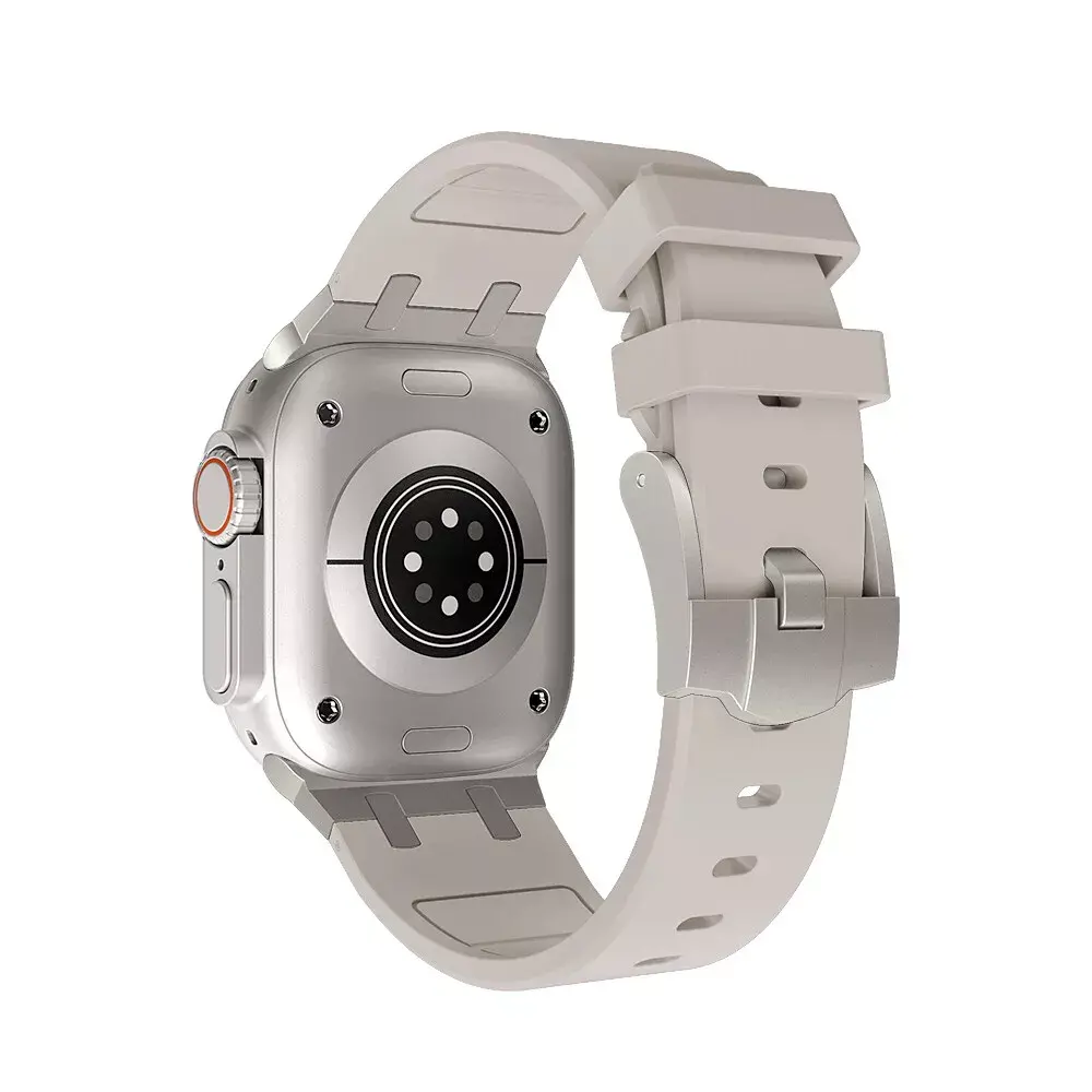 Strap-it® Strap-it Apple Watch luxe liquid silicone band (sterrenlicht met titanium)