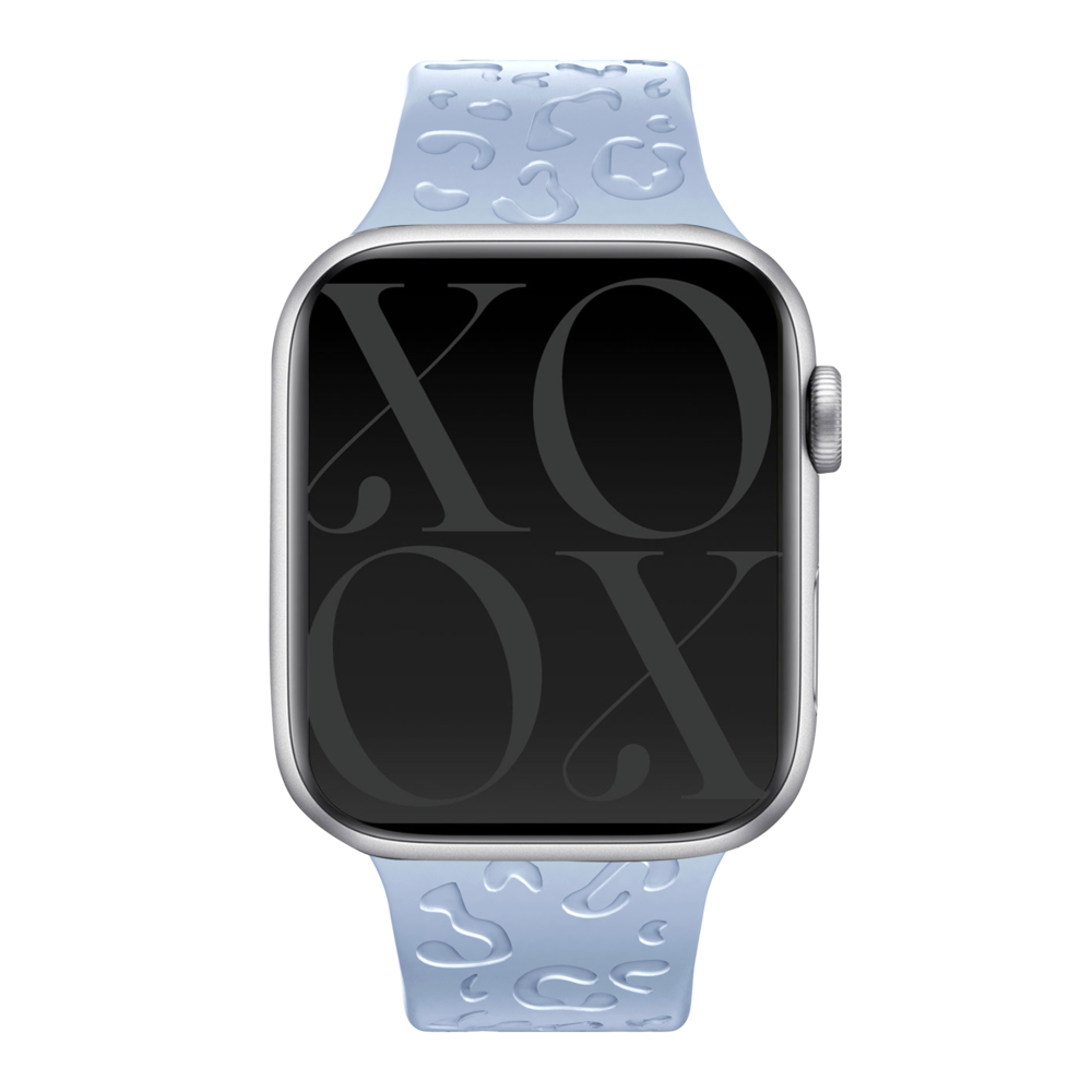 xoxo Wildhearts xoxo Wildhearts Apple Watch siliconen bandje Leopard Print (lichtblauw)
