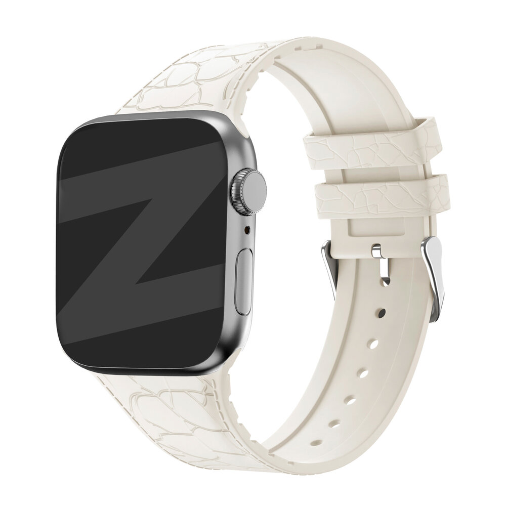 Bandz Bandz Apple Watch siliconen band met lederpatroon (sterrenlicht)
