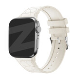 Bandz Bandz Apple Watch siliconen band met lederpatroon (sterrenlicht)
