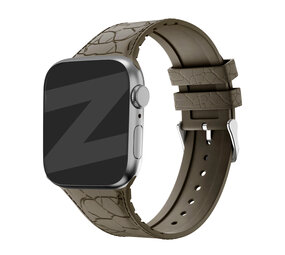 Bandz Bandz Apple Watch siliconen band met lederpatroon (bruin)
