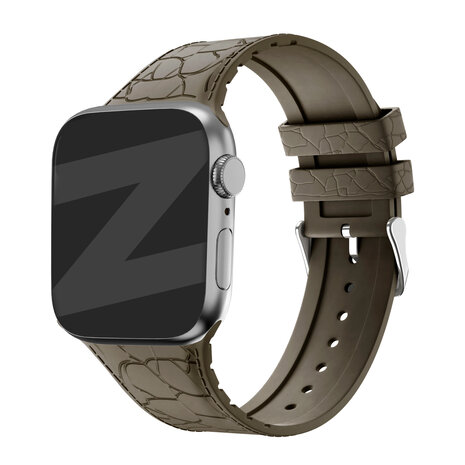 Bandz Bandz Apple Watch siliconen band met lederpatroon (bruin)