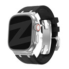 Bandz Bandz Apple Watch siliconen band 'Luxe Liquid' (zwart met zilver)