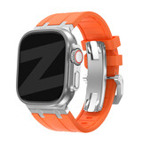 Bandz Bandz Apple Watch siliconen band 'Luxe Liquid' (oranje met zilver)