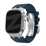 Bandz Bandz Apple Watch siliconen band 'Luxe Liquid' (blauw met zilver)