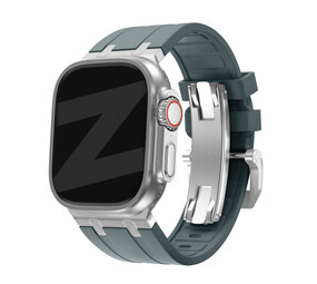 Bandz Bandz Apple Watch siliconen band 'Luxe Liquid' (grijs met zilver)