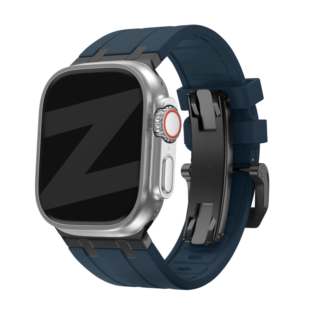 Bandz Bandz Apple Watch siliconen band 'Luxe Liquid' (blauw met zwart)