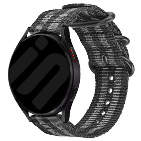 Strap-it® Strap-it Samsung Galaxy Watch 7 - 40mm nylon gesp band (zwart/grijs)