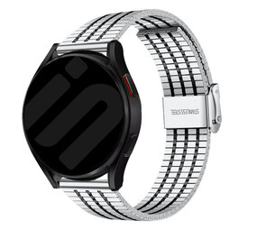 Strap-it® Samsung Galaxy Watch 7 - 40mm roestvrij stalen band (zilver/zwart)