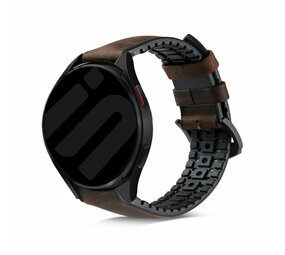 Strap-it® Samsung Galaxy Watch 7 - 40mm siliconen / leren bandje (bruin)