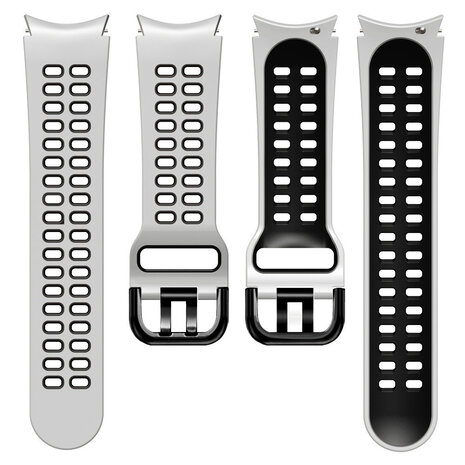 Strap-it® Strap-it Samsung Galaxy Watch 7 - 40mm sport square bandje (wit/zwart) Strap-it® Strap-it Samsung Galaxy Watch 7 - 40mm sport square bandje (wit/zwart)