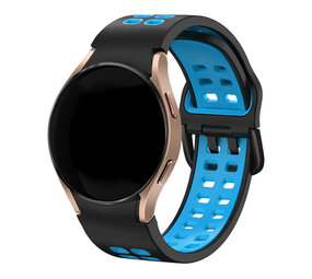 Strap-it® Samsung Galaxy Watch 7 - 40mm sport square bandje (zwart/lichtblauw)