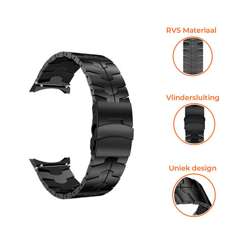 Strap-it® Strap-it Samsung Galaxy Watch 7 - 40mm steel iron band (zwart)