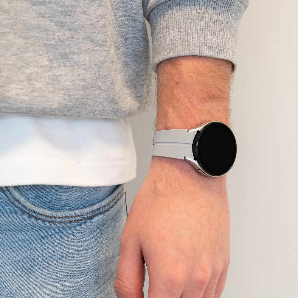 Bandz Bandz Samsung Galaxy Watch 7 - 40mm siliconen band met D-Buckle (grijs)