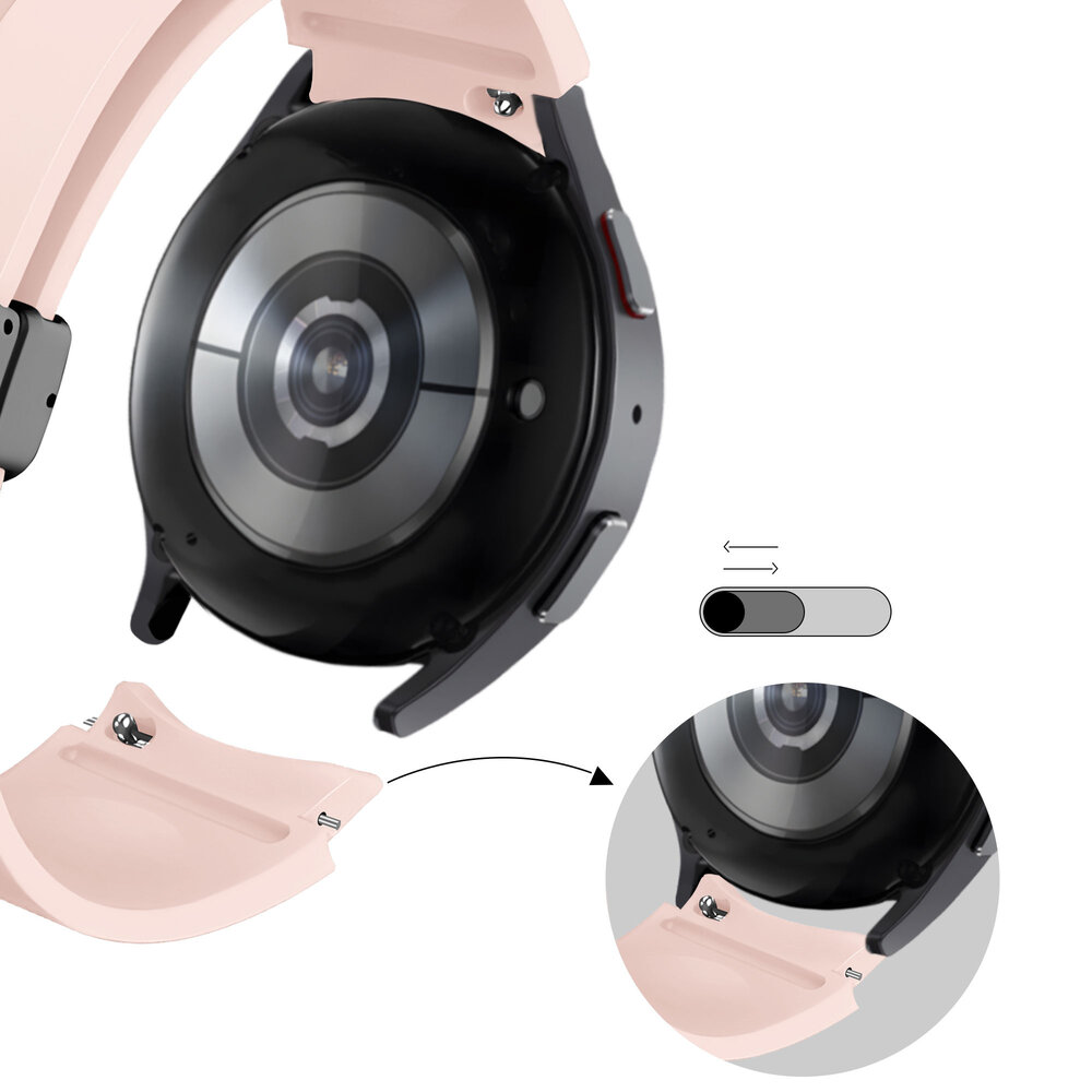 Bandz Bandz Samsung Galaxy Watch 7 - 40mm siliconen band met D-Buckle (roze)