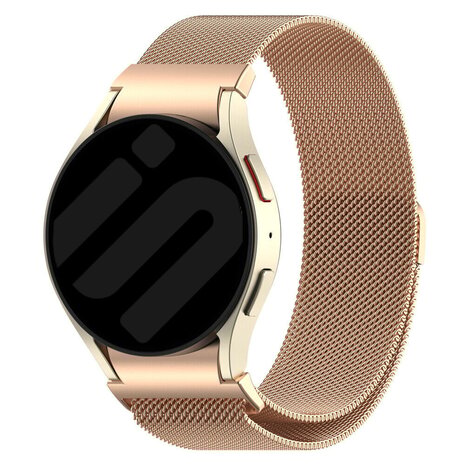 Samsung Galaxy Watch 7 40mm One push Milanese band rose goud Smartwatchbanden