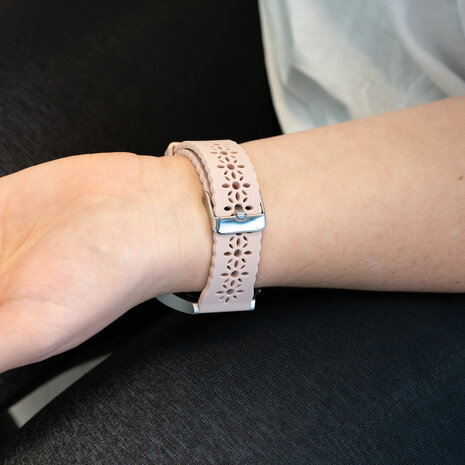 Bandz Bandz Samsung Galaxy Watch 7 - 40mm siliconen band met bloemenpatroon (roze)