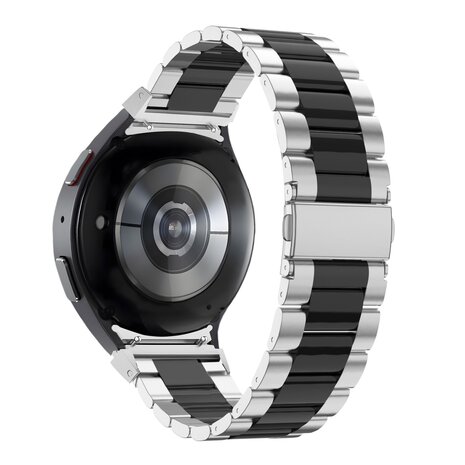 Bandz Bandz Samsung Galaxy Watch 7 - 40mm stalen band 'Classic' (zilver/zwart)