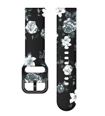 Strap-it® Strap-it Grey Flower Samsung Galaxy Watch 7 - 44mm bandje Strap-it® Strap-it Grey Flower Samsung Galaxy Watch 7 - 44mm bandje