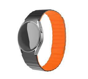 Strap-it® Samsung Galaxy Watch 7 - 44mm magnetisch siliconen bandje (zwart/oranje) Strap-it® Samsung Galaxy Watch 7 - 44mm magnetisch siliconen bandje (zwart/oranje)