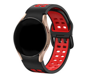 Strap-it® Samsung Galaxy Watch 7 - 44mm sport square bandje (zwart/rood) Strap-it® Samsung Galaxy Watch 7 - 44mm sport square bandje (zwart/rood)