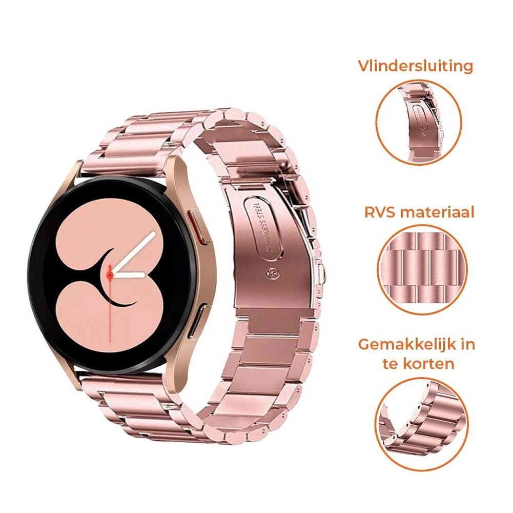 Strap-it® Strap-it Samsung Galaxy Watch 7 - 44mm stalen band (roze)