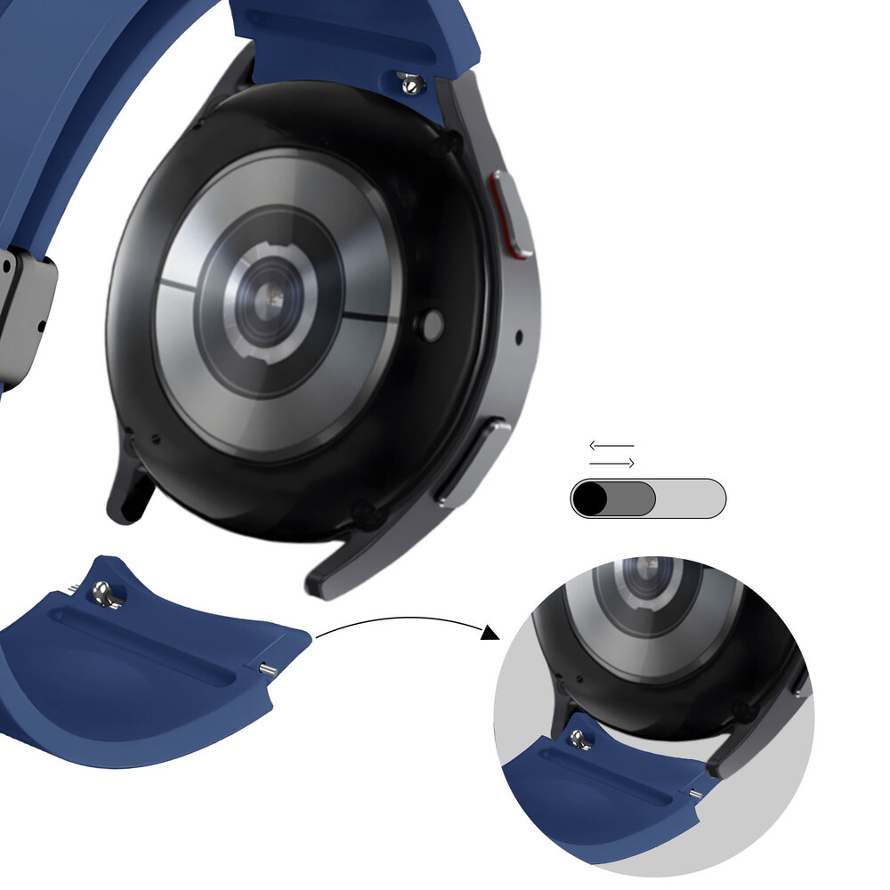 Bandz Bandz Samsung Galaxy Watch 7 - 44mm siliconen band met D-Buckle (donkerblauw)