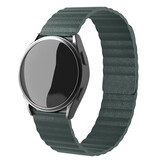 Strap-it® Samsung Galaxy Watch FE leren loop bandje (dennengroen)