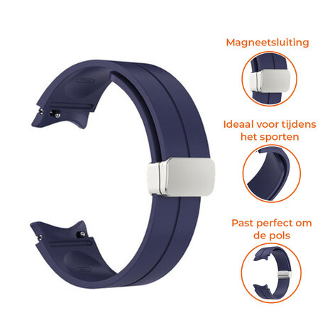 Strap-it® Strap-it Samsung Galaxy Watch FE magnetische sport band (donkerblauw)