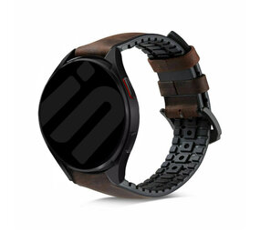 Strap-it® Samsung Galaxy Watch FE siliconen / leren bandje (bruin)