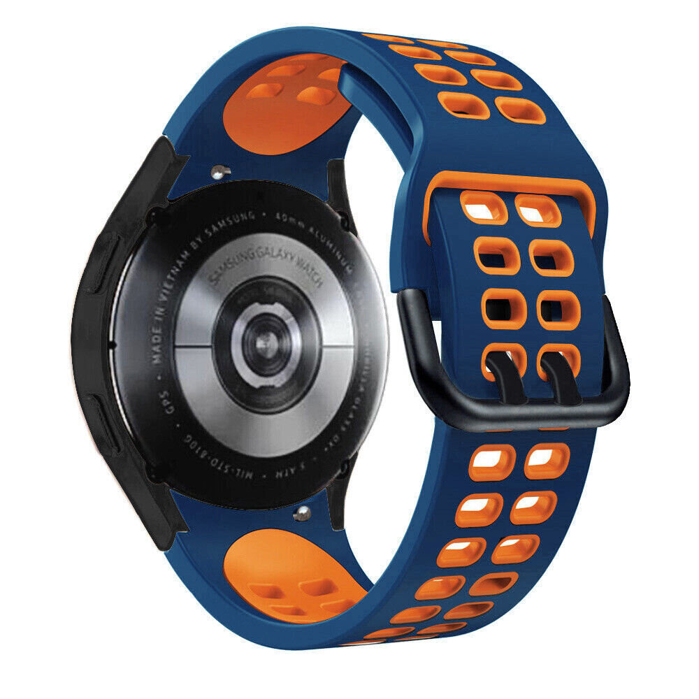Strap-it® Strap-it Samsung Galaxy Watch FE sport square bandje (blauw/oranje)