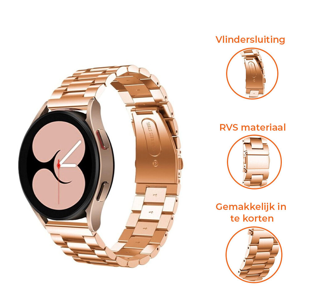 Strap-it® Strap-it Samsung Galaxy Watch FE stalen band (rosé goud)