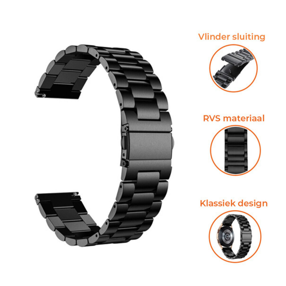 Strap-it® Strap-it Samsung Galaxy Watch FE stalen band (zwart) Strap-it® Strap-it Samsung Galaxy Watch FE stalen band (zwart)