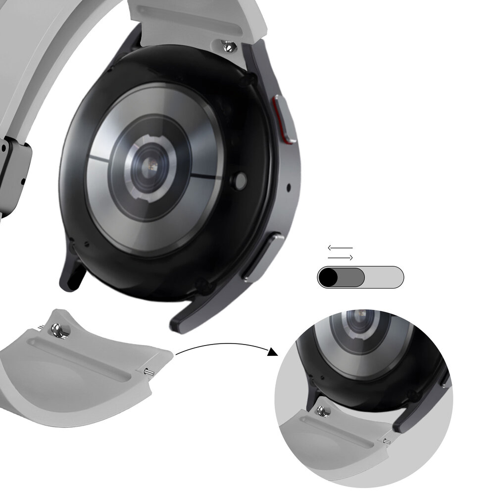 Bandz Bandz Samsung Galaxy Watch FE siliconen band met D-Buckle (grijs)