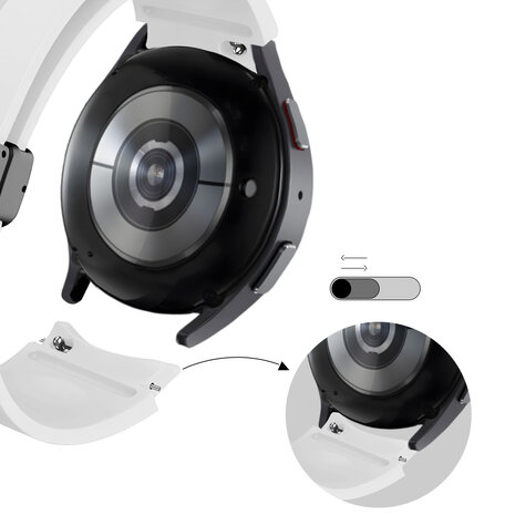 Bandz Bandz Samsung Galaxy Watch FE siliconen band met D-Buckle (wit)