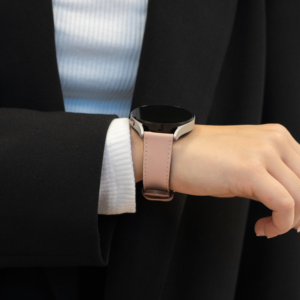 Bandz Bandz Samsung Galaxy Watch FE lederen band 'Deluxe' (roze)