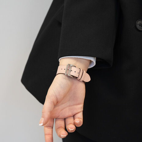 Bandz Bandz Samsung Galaxy Watch FE lederen band 'Deluxe' (roze)