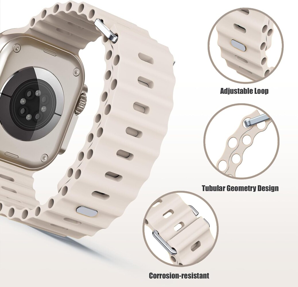 Strap-it® Strap-it Apple Watch Ocean bandje met druksluiting (sterrenlicht)