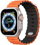 Strap-it® Strap-it Apple Watch Ocean bandje met druksluiting (oranje/zwart)