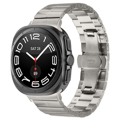 Strap-it® Strap-it Samsung Galaxy Watch Ultra luxe metalen band (titanium) Strap-it® Strap-it Samsung Galaxy Watch Ultra luxe metalen band (titanium)