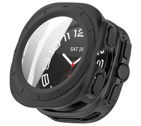 Strap-it® Samsung Galaxy Watch Ultra hard case met glas (zwart)